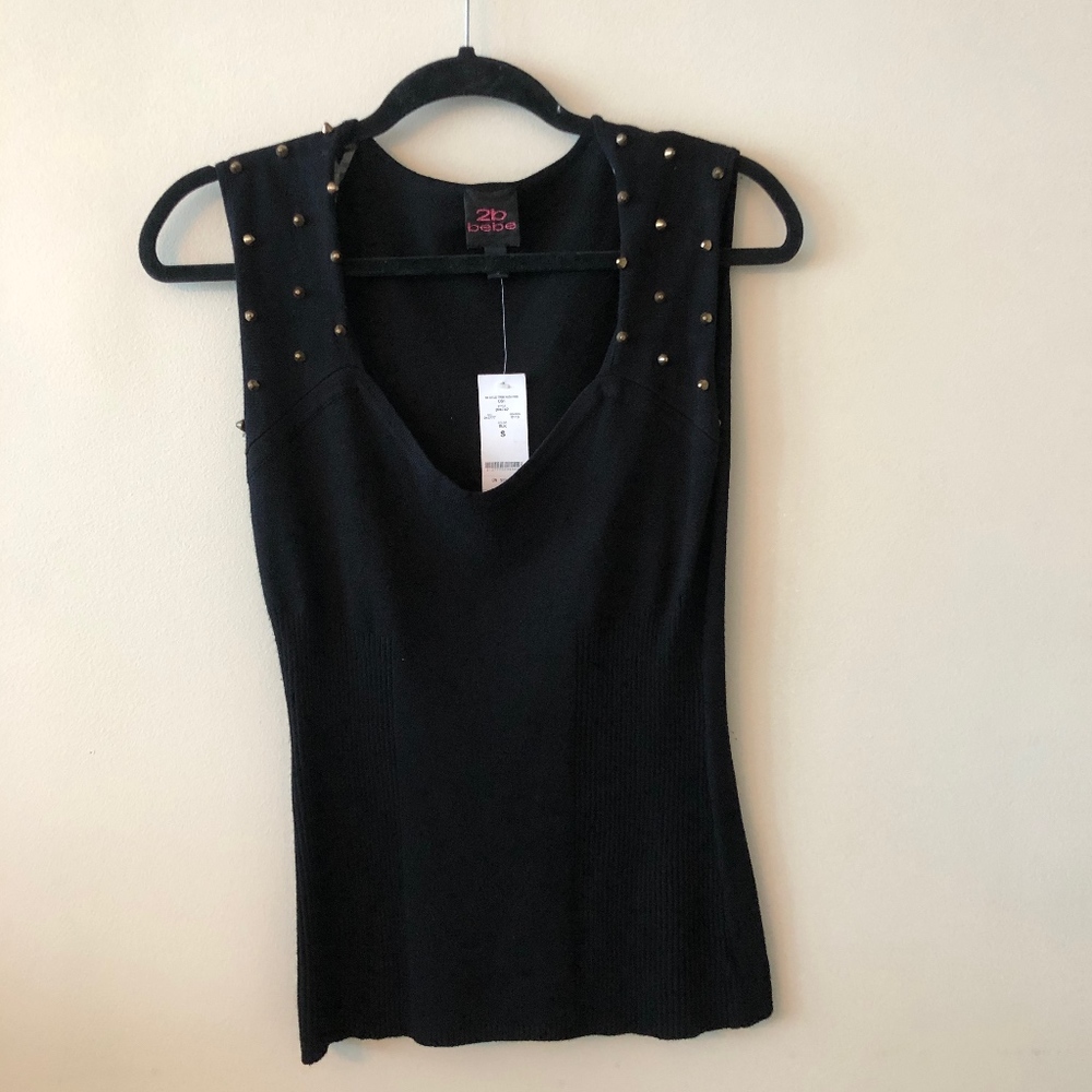 2B BEBE NWT Black & studded sweater shirt